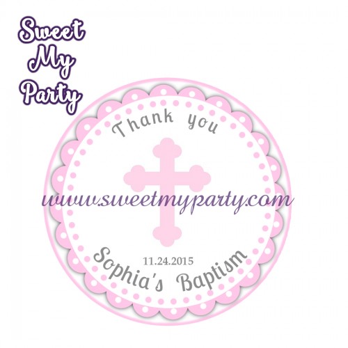 Girl Baptism stickers,Girl Christening thank you tags,(1)